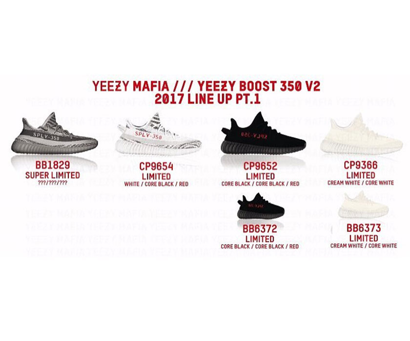 Yeezy Boost 350 V2 2017 lineup