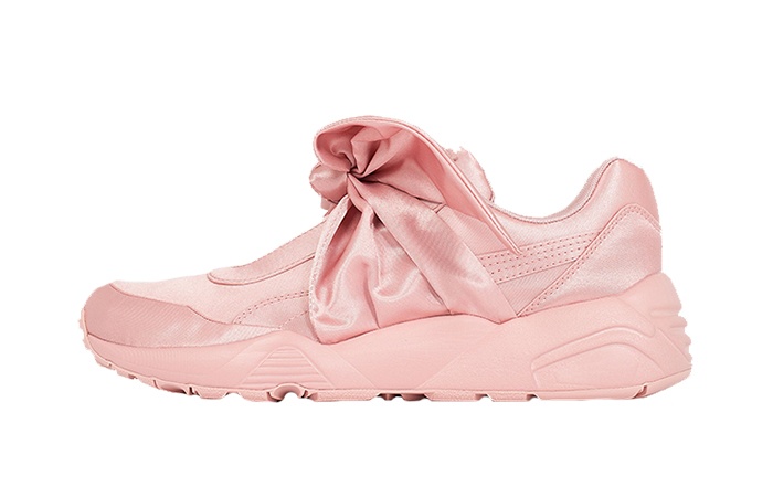 pink puma sneakers with bow