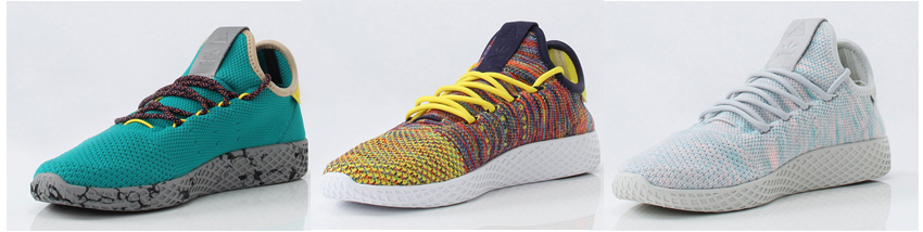 Four New Colourways of Pharrell’s adidas Tennis HU 01