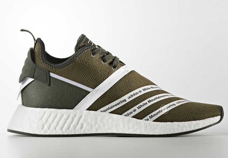 White Mountaineering x adidas NMD R2 in Black and Trace Olive 03