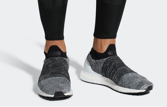 ultra boost laceless black and white