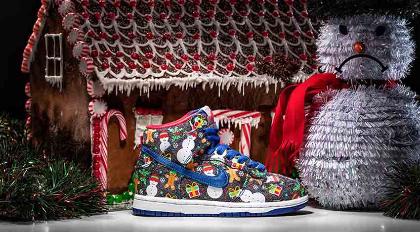Concepts Nike SB Dunk Ugly Christmas Sweater in Details