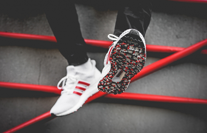 ultra boost white red stripes