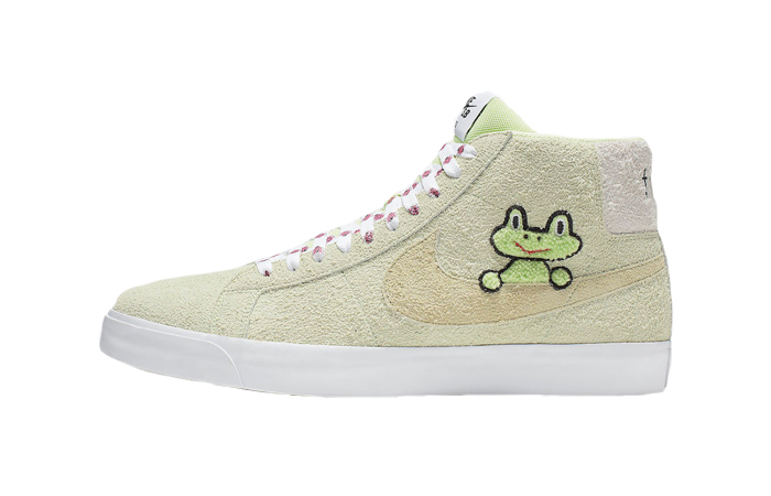 Frog Skateboards Nike Zoom Blazer Mid QS White Lime AH6158-300 01