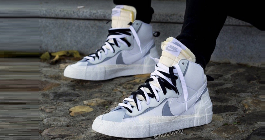 The Sacai Nike Blazer Mid Coming In a Wolf Grey Colourway 02