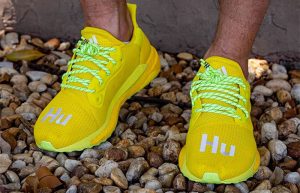 Pharrell adidas Solar Hu Glide Bright Yellow EF2379 on foot 01