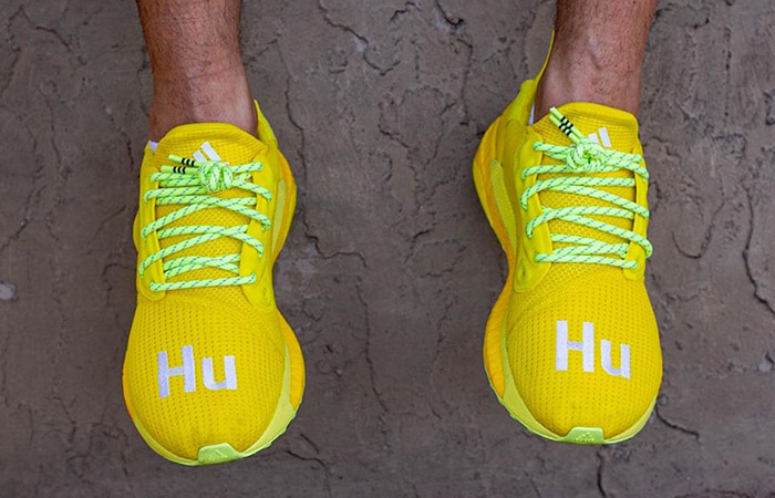 Pharrell adidas Solar Hu Glide Bright Yellow EF2379 on foot 02