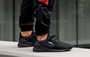 Pharrell adidas Solar Hu Glide Core Black EG7788 on foot 02