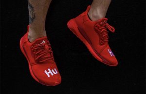 Pharrell adidas Solar Hu Glide Red EF2381 on foot 01