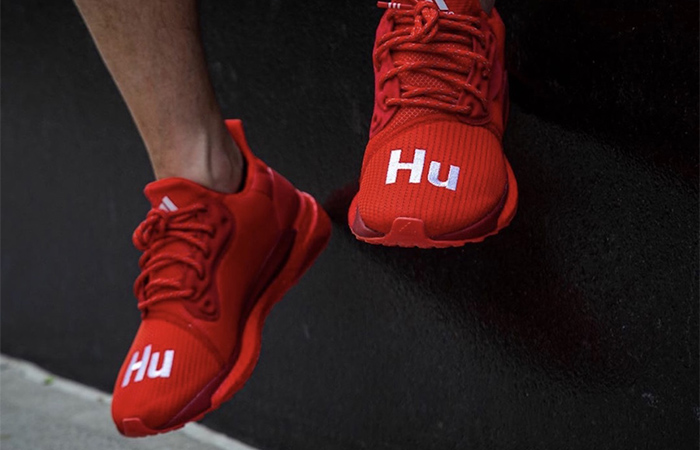 Pharrell adidas Solar Hu Glide Red EF2381 on foot 02