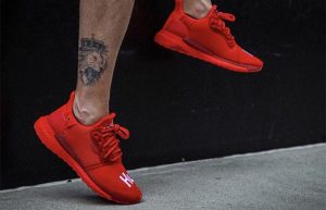 Pharrell adidas Solar Hu Glide Red EF2381 on foot 03