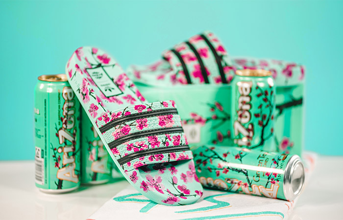 arizona green tea adidas slides