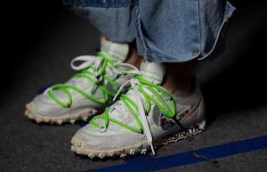 Off-White Nike Waffle Racer Electric Green CD8180-100 on foot 01