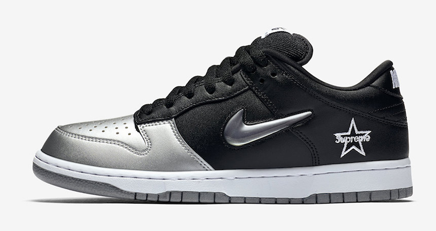 Official Look At The Supreme Nike SB Dunk Low Black Metallic Silver