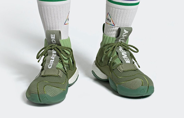 Pharrell adidas Crazy BYW Pride Green EG7729 on foot 01