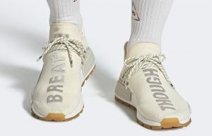 Pharrell adidas NMD Hu Cream White EG7737 on foot 01