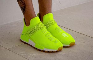 Pharrell adidas NMD Hu Proud Yellow EF2335 on foot 01