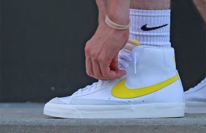 Nike Blazer Mid 77 Vintage White Yellow BQ6806-101 on foot 03