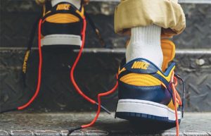 Off-White Nike Dunk Low Yellow Toe CT0856-700 on foot 03