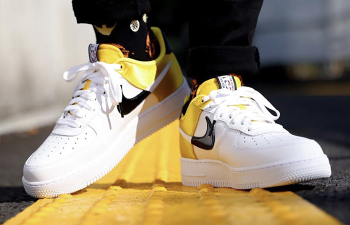 Here Is The On Foot Look At Upcoming Nike Air Force 1 07 LV8 NBA White Yellow