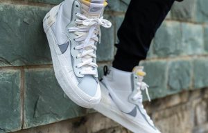 Sacai Nike Blazer Mid White Grey BV0072-100 on foot 03