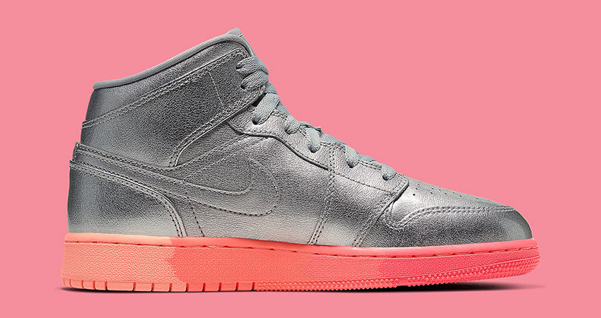 The Nike Womens Air Jordan 1 Mid “Metallic Silver” Coming With A Pinkish OutSole 02