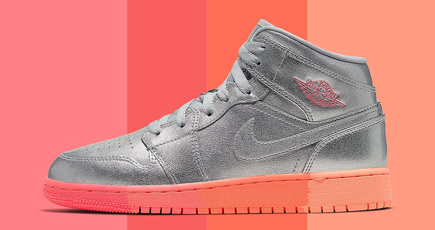 The Nike Womens Air Jordan 1 Mid “Metallic Silver” Coming With A Pinkish OutSole