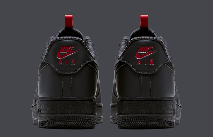 matte black air force 1 with red