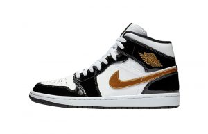 Nike Jordan 1 Mid Patent Black White Gold 852542-007 01