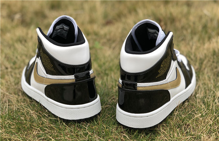Nike Jordan 1 Mid Patent Black White Gold 852542-007 04