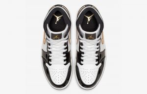 Nike Jordan 1 Mid Patent Black White Gold 852542-007 07