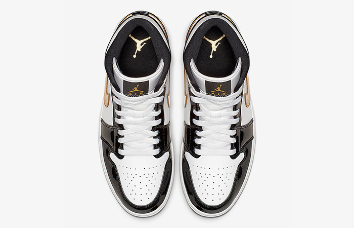 Nike Jordan 1 Mid Patent Black White Gold 852542-007 07
