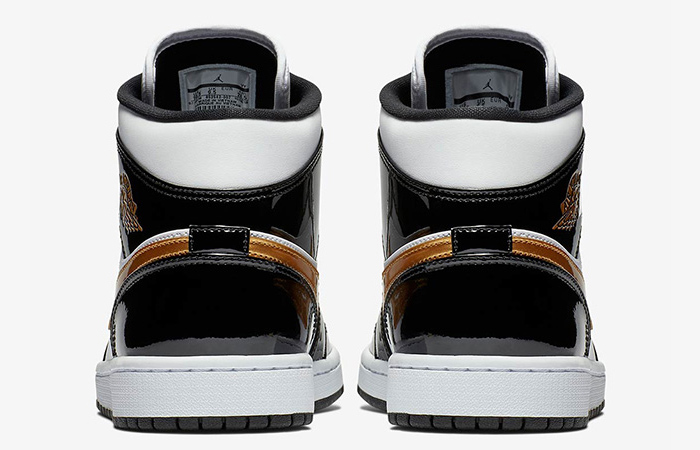 Nike Jordan 1 Mid Patent Black White Gold 852542-007 08