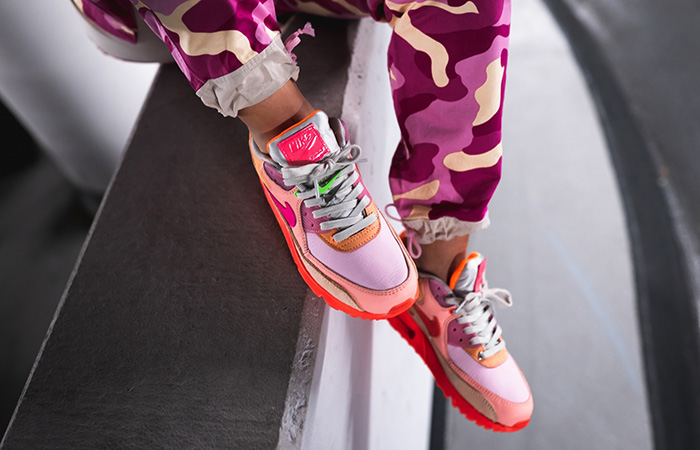 Nike Womens Air Max 90 Pink Shade CT3449-600 on foot 02
