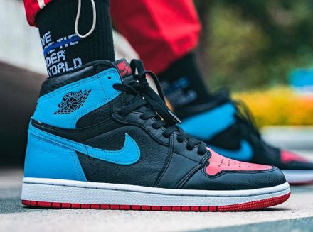 calcular alcanzar As On Foot Images Of Nike Air Jordan 1 Retro High OG Blue Red - Fastsole