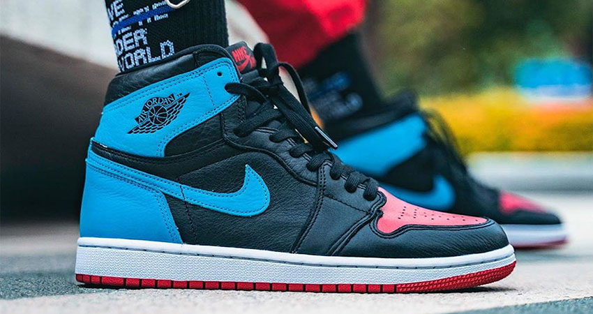 On Foot Images Of Nike Air 1 Retro High Blue Red - Fastsole