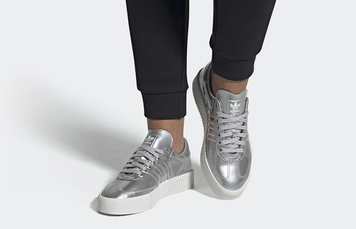 adidas Womens Sambarose Metalic Silver FV4325 on foot 01