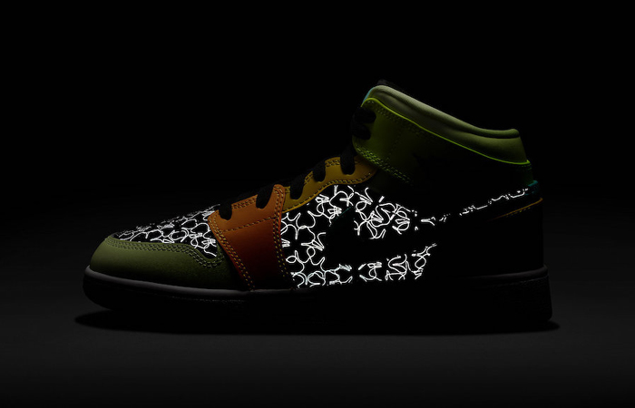 The New The Air Jordan 1 Mid Design With A Reflective Four Leaf Effect!