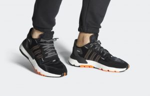 adidas Nite Jogger Black Red FW0187 on foot 01