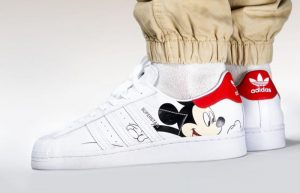 Mickey Mouse adidas Superstar White Red FW2901 on foot 01