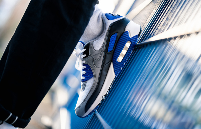 Nike Air Max 90 Grey Royal Blue CD0881-102 on foot 03