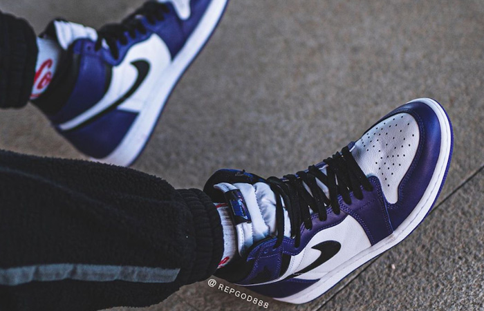 Nike Air Jordan 1 Purple 555088-500 on foot 02