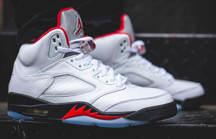 On-Foot Look at the Nike Air Jordan 5 Retro "Fire Red White"