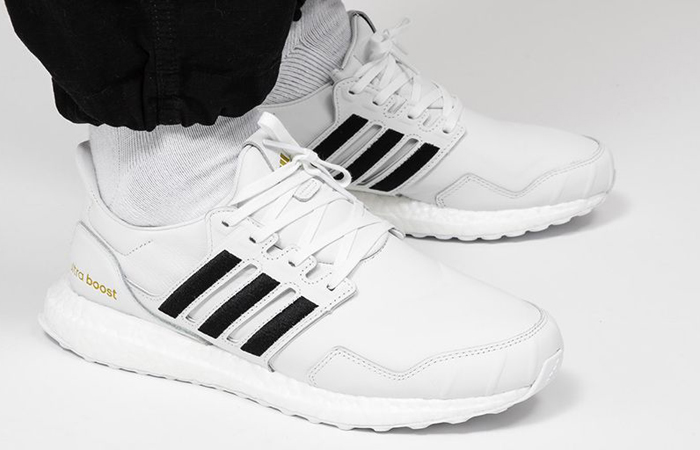 adidas UltraBOOST DNA Leather Black White EH1210 on foot 02