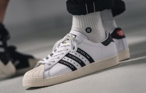 Human Made adidas Superstar White Black FY0728 on foot 01