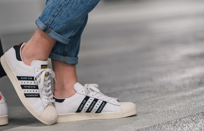 Human Made adidas Superstar White Black FY0728 on foot 02