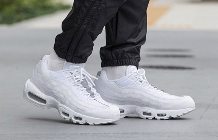 white and silver air max 95