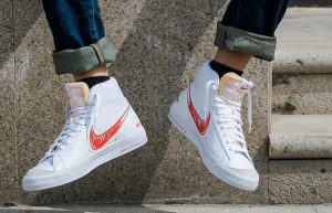 Nike Blazer Mid 77 Red Sketch White CW7580-100 on foot 01