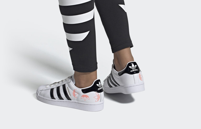 adidas Superstar Embroidered Logo Black White FX2246 on foot 01