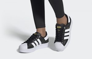 adidas Womens Superstar Bold Black FV3335 on foot 01